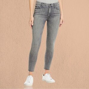 MOTHER Denim ‘The Looker’ Ankle Fray Skinny Jeans in “All Nighter” Gray Size 26